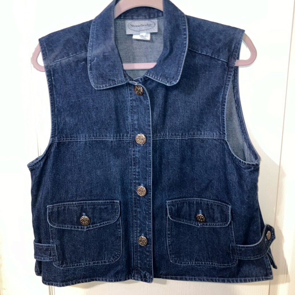 Stonebridge denim vest size large 100% cotton